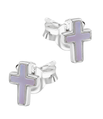 Cross Shaped Silver Stud Earring STS-7067